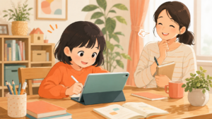 タブレット学習を楽しく続ける子どものイメージ
