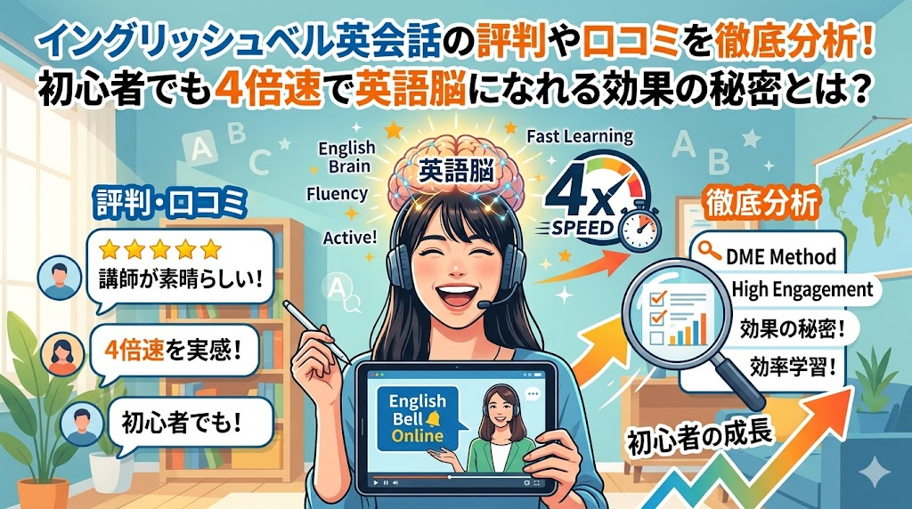 イングリッシュベル英会話の評判や口コミを徹底分析！初心者でも4倍速で英語脳になれる効果の秘密とは？